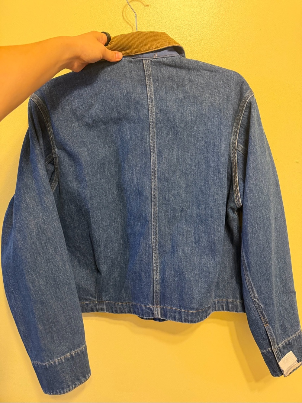 Uniqlo Blue Denim Jacket with Brown Corduroy Collar - Picture 2 of 3